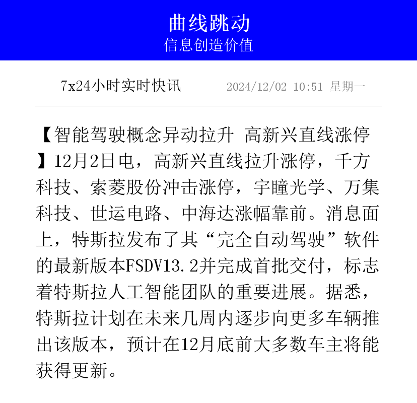无人驾驶概念爆发 万马科技、恒帅股份等涨停