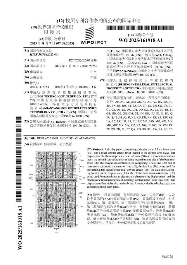 京东方Ａ获得发明专利授权：“一种阵列基板及其制作方法、显示面板”